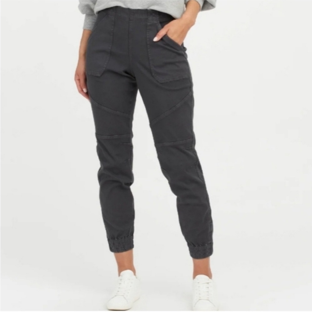SPANX stretch twill cargo jogger sz L gray